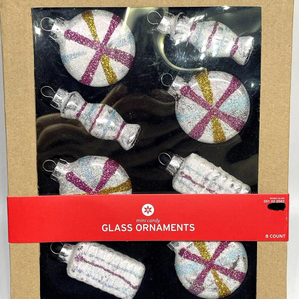 Small Candies Glass Christmas Ornaments Brand NEW Box of 8 Target 2013